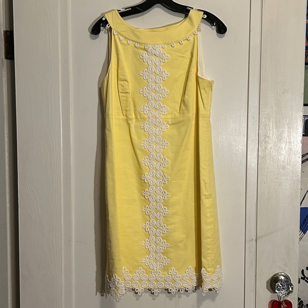 Lilly Pulitzer Ryder Classic Midi Shift Dress with White Embroidered Trim